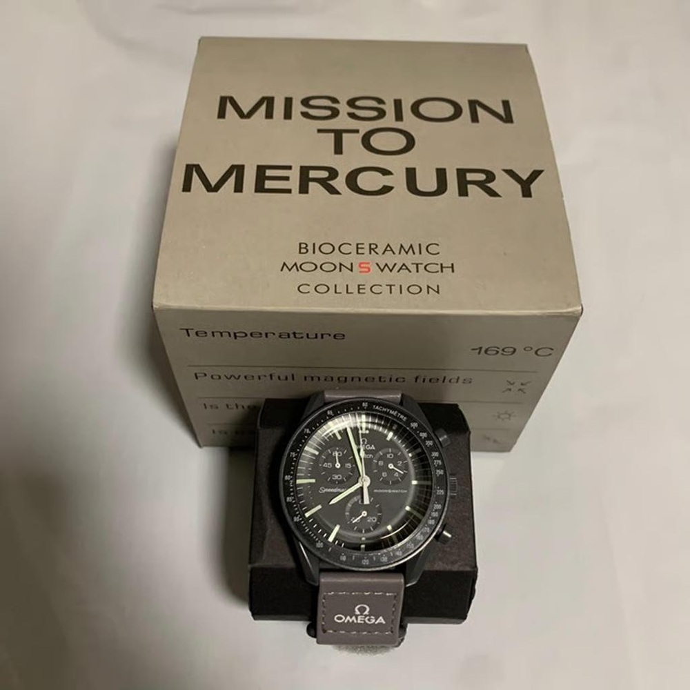 Swatch Speedmaster Bioceramic MoonSwatch Mission to Mercury in Gray and Cream